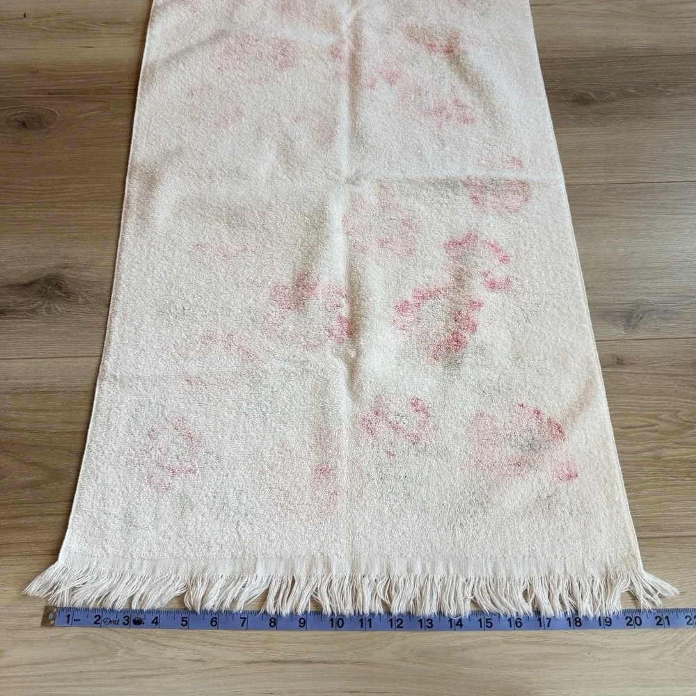 Lady Pepperell Vintage Floral Bath Towel Fringe Pink Roses 21x34